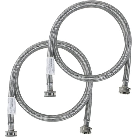 Certified Appliance Accessories 2 Pk Braided Stainless Steel Washing Machine Hoses, 4Ft WM48SS2PK